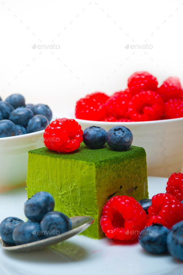 green tea matcha mousse cake with berries Stock Photo by keko64 PhotoDune